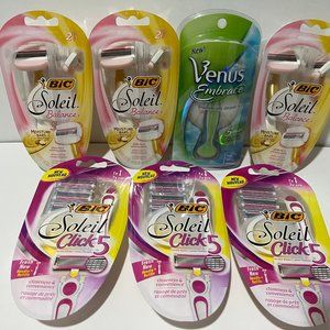 WOMEN'S RAZOR - GELLETE VENUS EMBRACE , BIC SOLEIL, BIC SOLELI CLICK 5. - 7 PACK